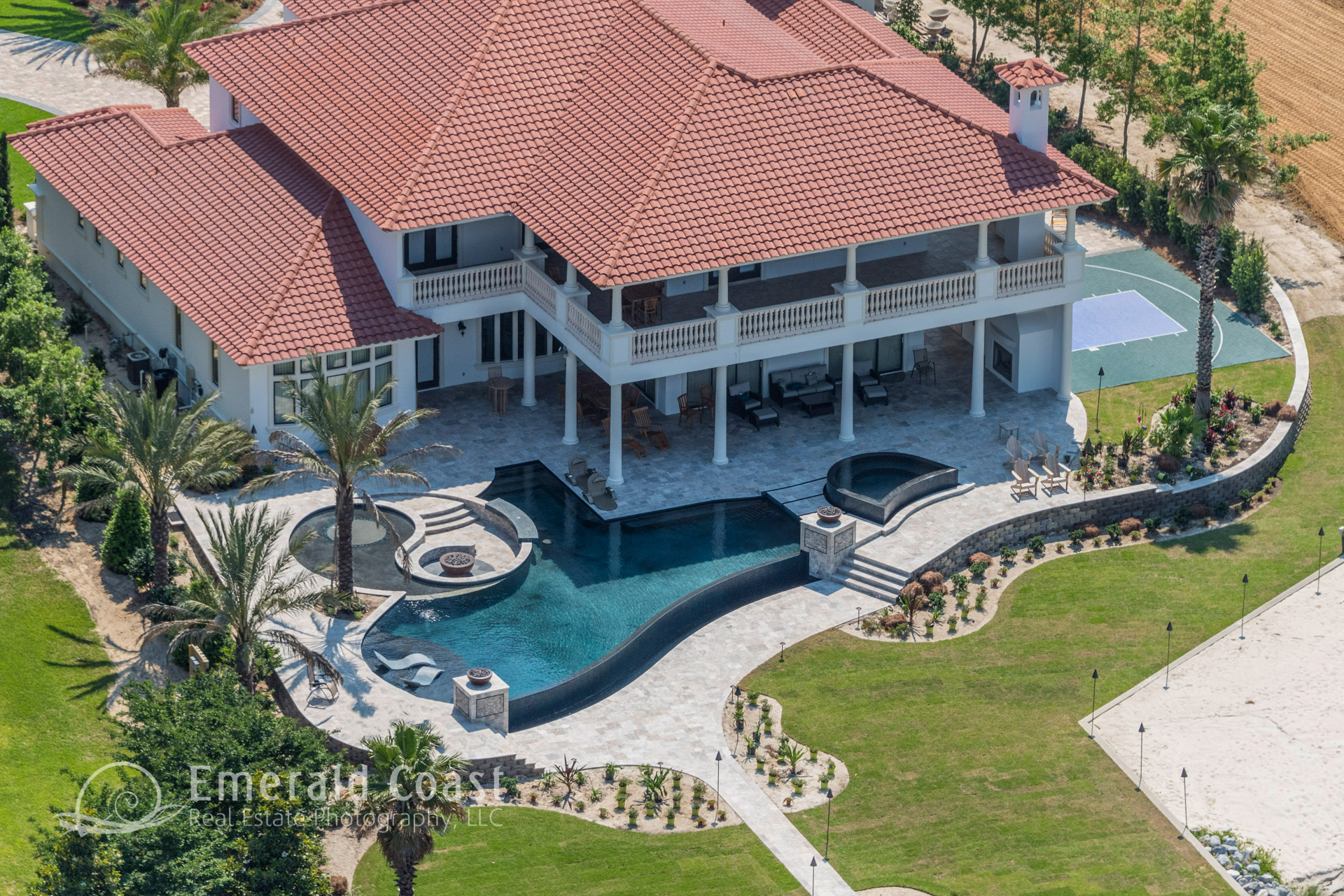 aerial photo of house with pool