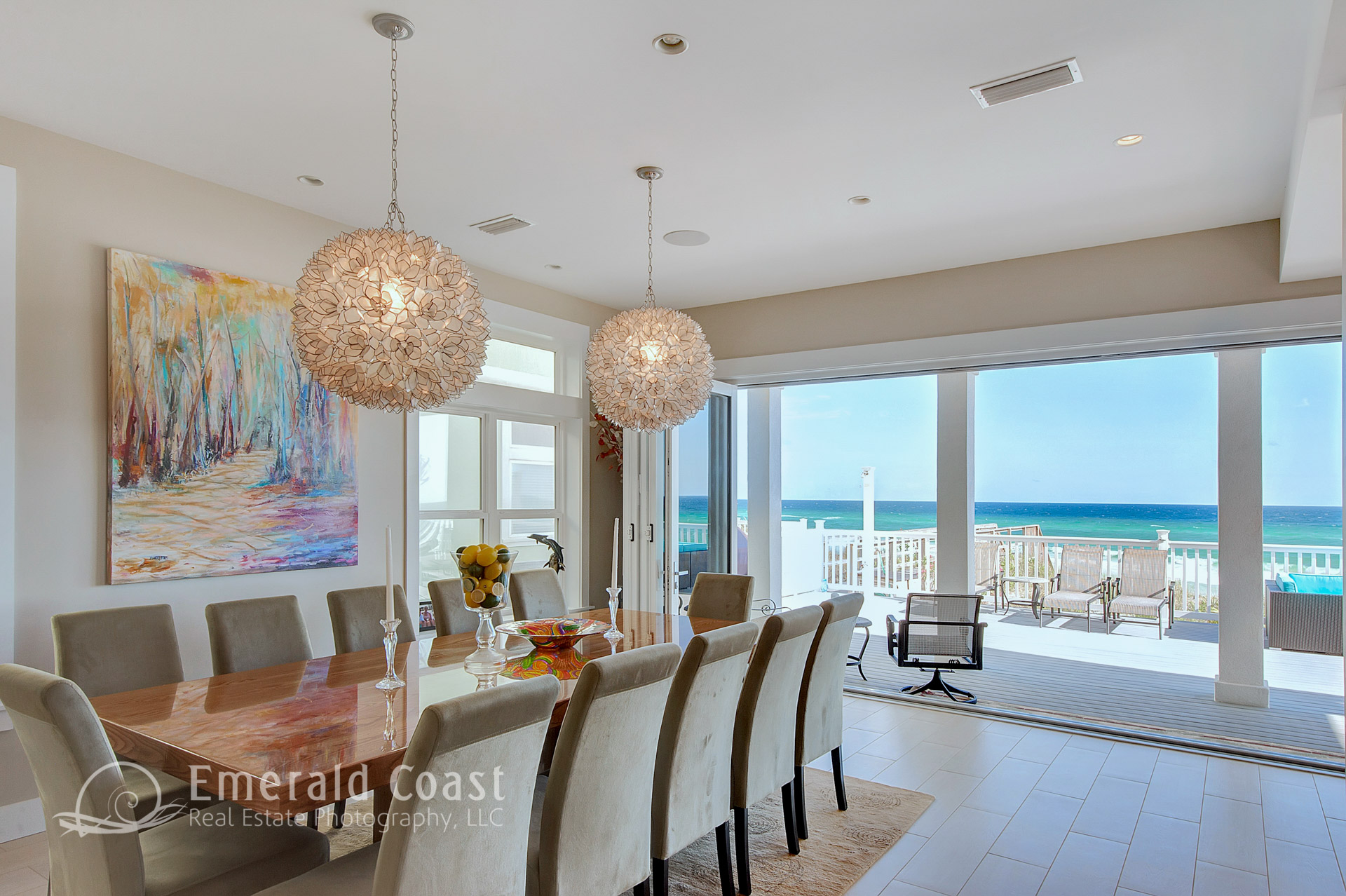 formal dining room with view of Gulf of Mexico