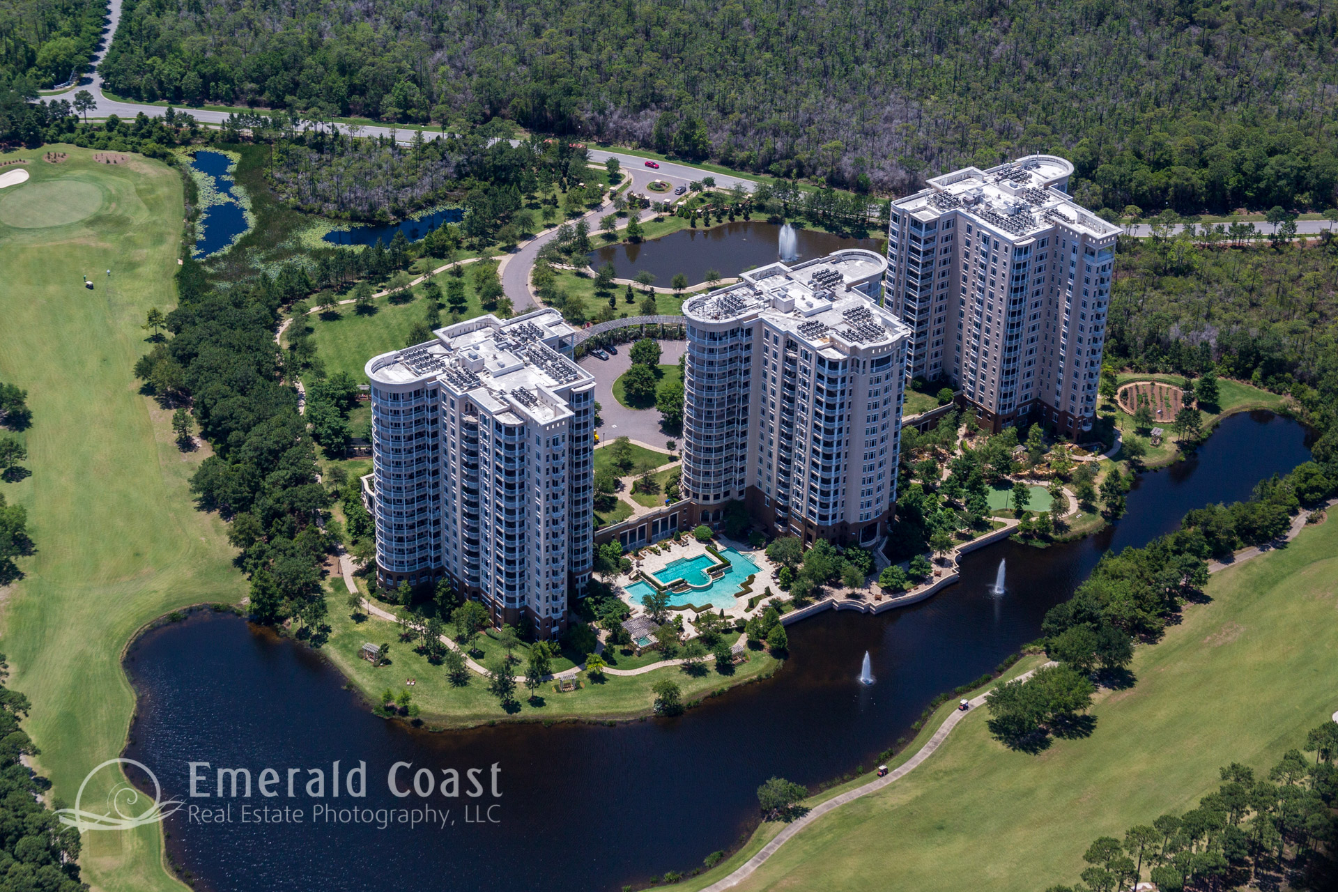 Aerial Photo of Condominiums on Golf Course Destin