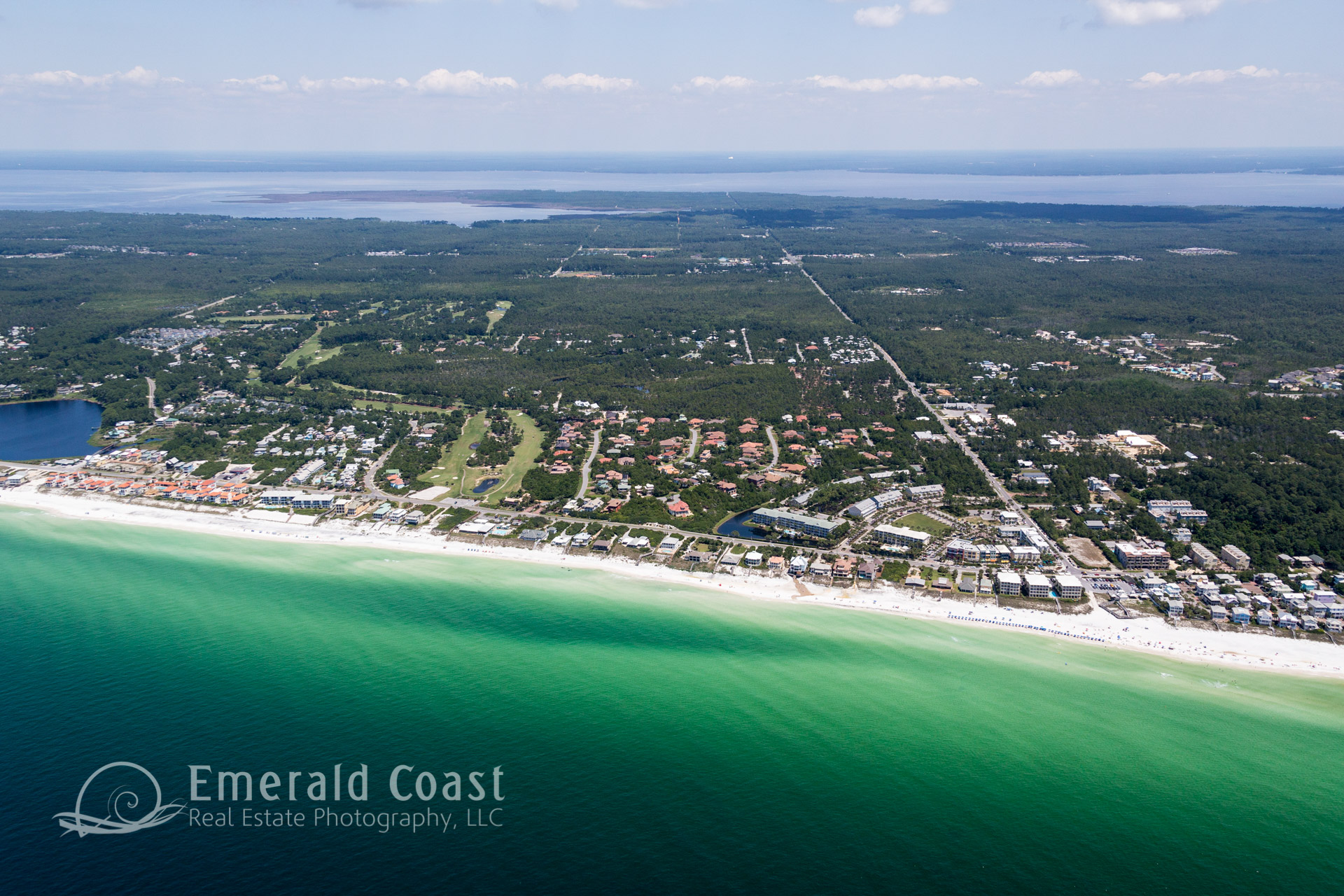 Aerial View of Co Hwy 30A with Gulf Place Santa Rosa Beach, Florida