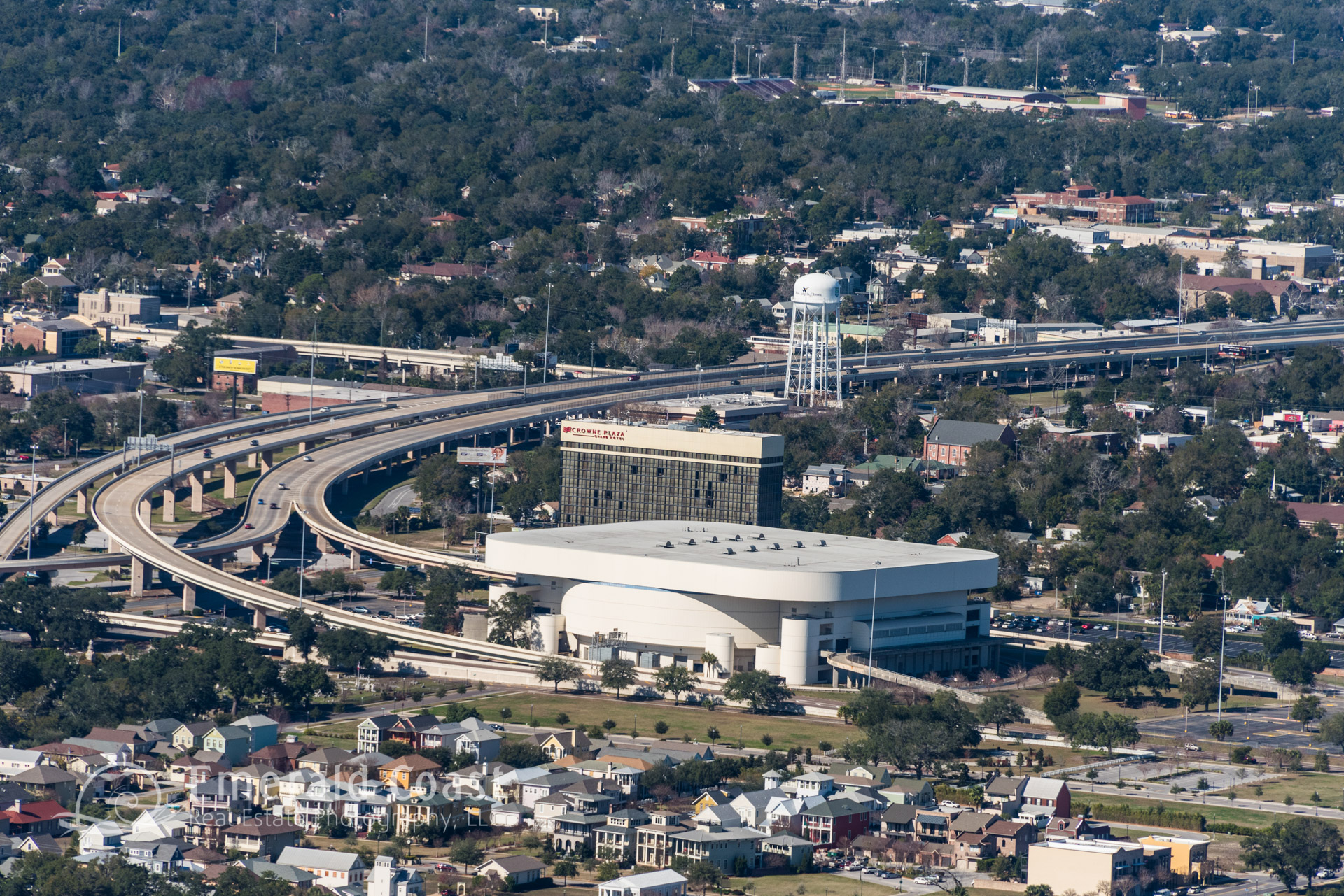 aerial photo of Pensacola Bay Center